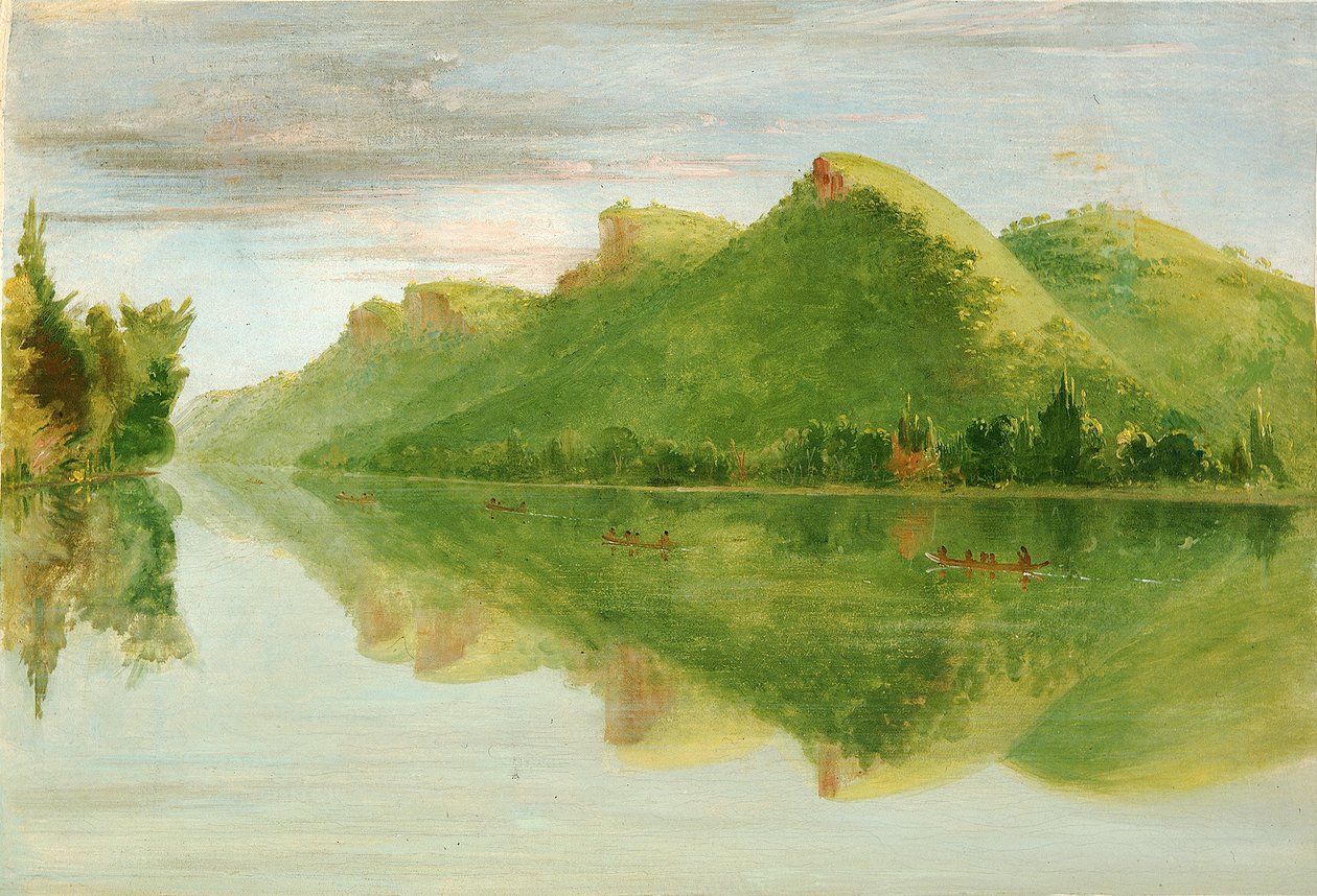 Vista no Alto Mississippi, Beautiful Prairie Bluffs, 1835-1836. de George Catlin