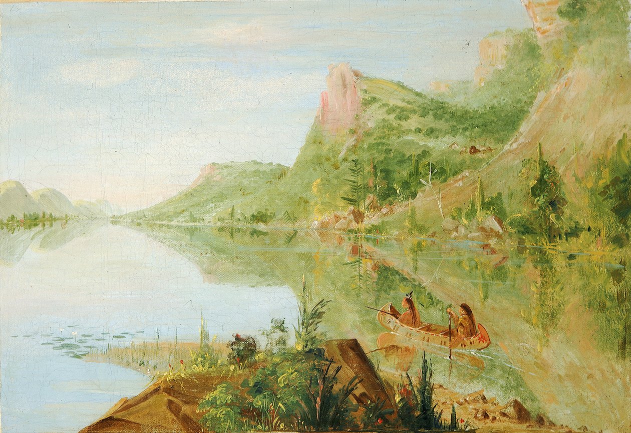 Vista do rio Wisconsin, Winnebago Shooting Ducks de George Catlin