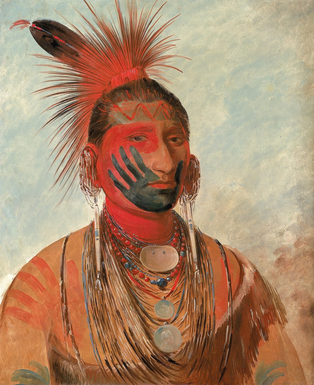 Wash-ka-mon-ya, o Dançarino Veloz, um guerreiro de George Catlin