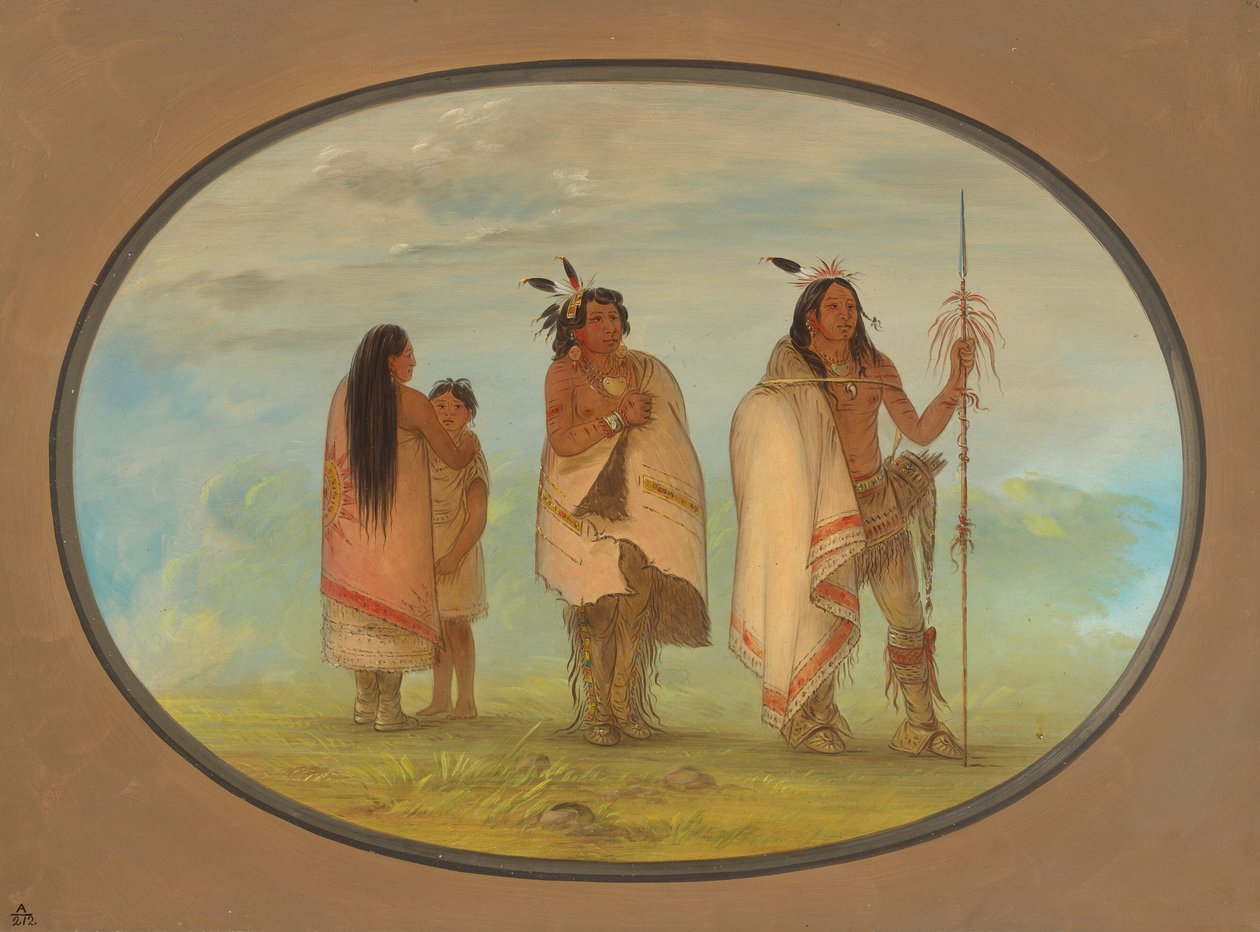 Chefe Weeco, sua esposa e um guerreiro, 18611869. de George Catlin