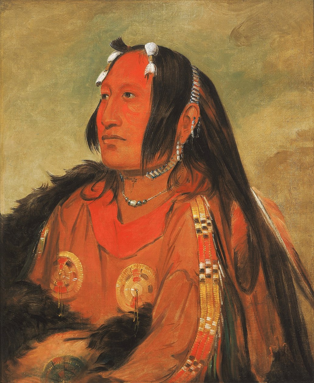 Wi-jún-jon, Cabeça de Ovo de Pombo (A Luz), um Jovem Guerreiro Distinto de George Catlin