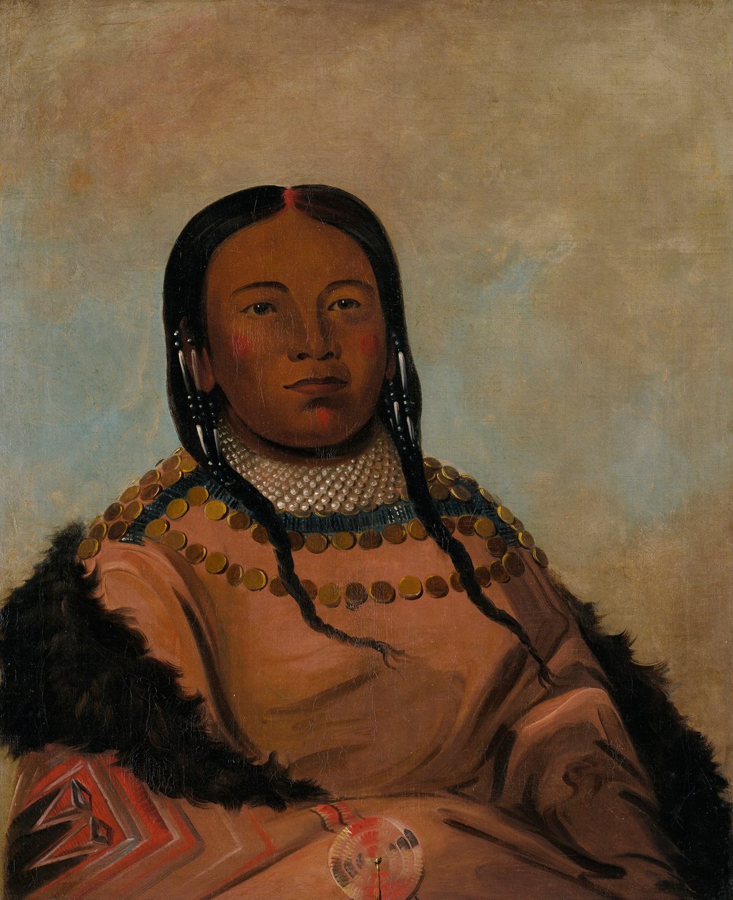 Wi-lóoh-tah-eeh-tcháh-ta-máh-nee, Coisa Vermelha que Toca em Marcha, Filha de Black Rock de George Catlin