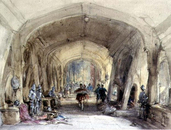Interior de um Baronial Hall (wc no papel) de George Cattermole