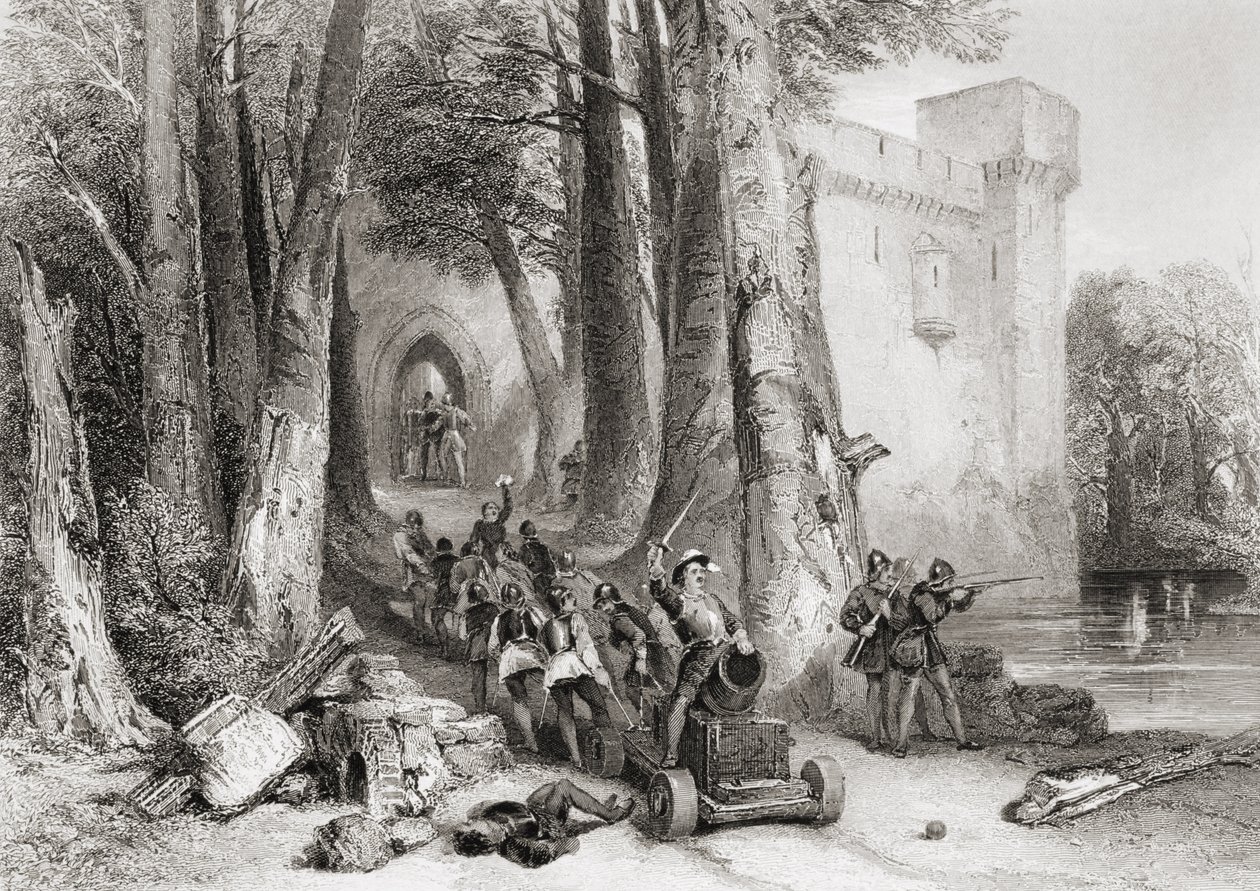 O Cerco da Casa Lathom, 1644, gravado por W. Topham de George Cattermole
