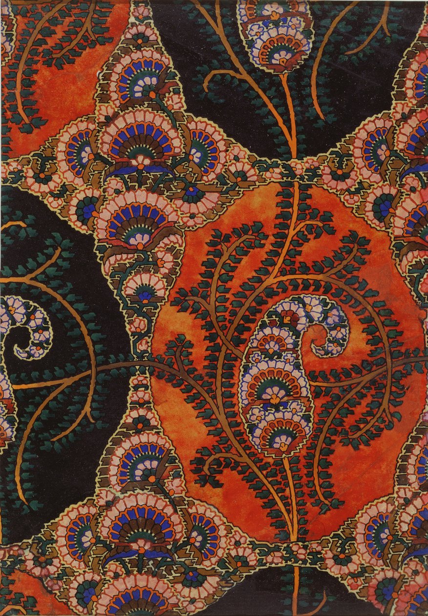Design de tecido para xales Paisley, c.1871 de George Charles Haite