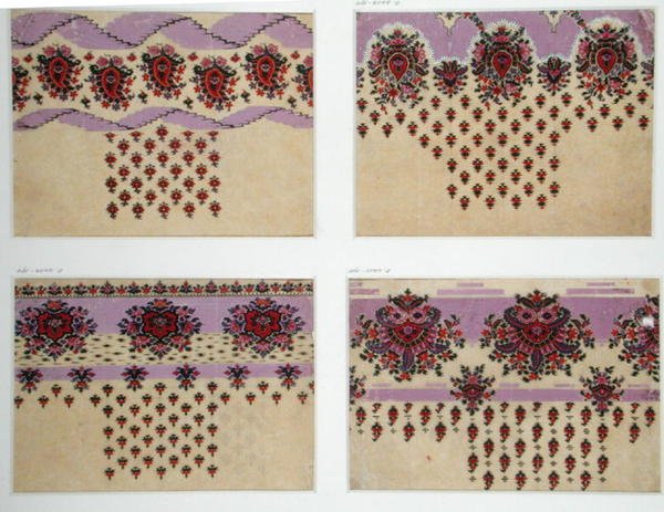 Desenhos de tecido para Paisley Shawls, c.1871 (guache sobre papel) de George Charles Haite