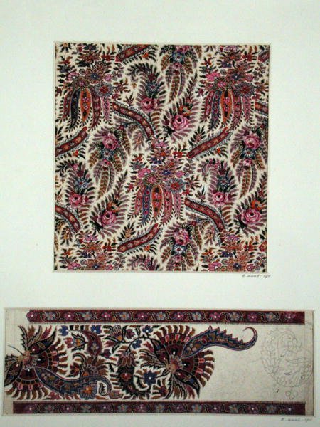 Desenhos de tecido para Paisley Shawls, c.1871 (guache sobre papel) de George Charles Haite