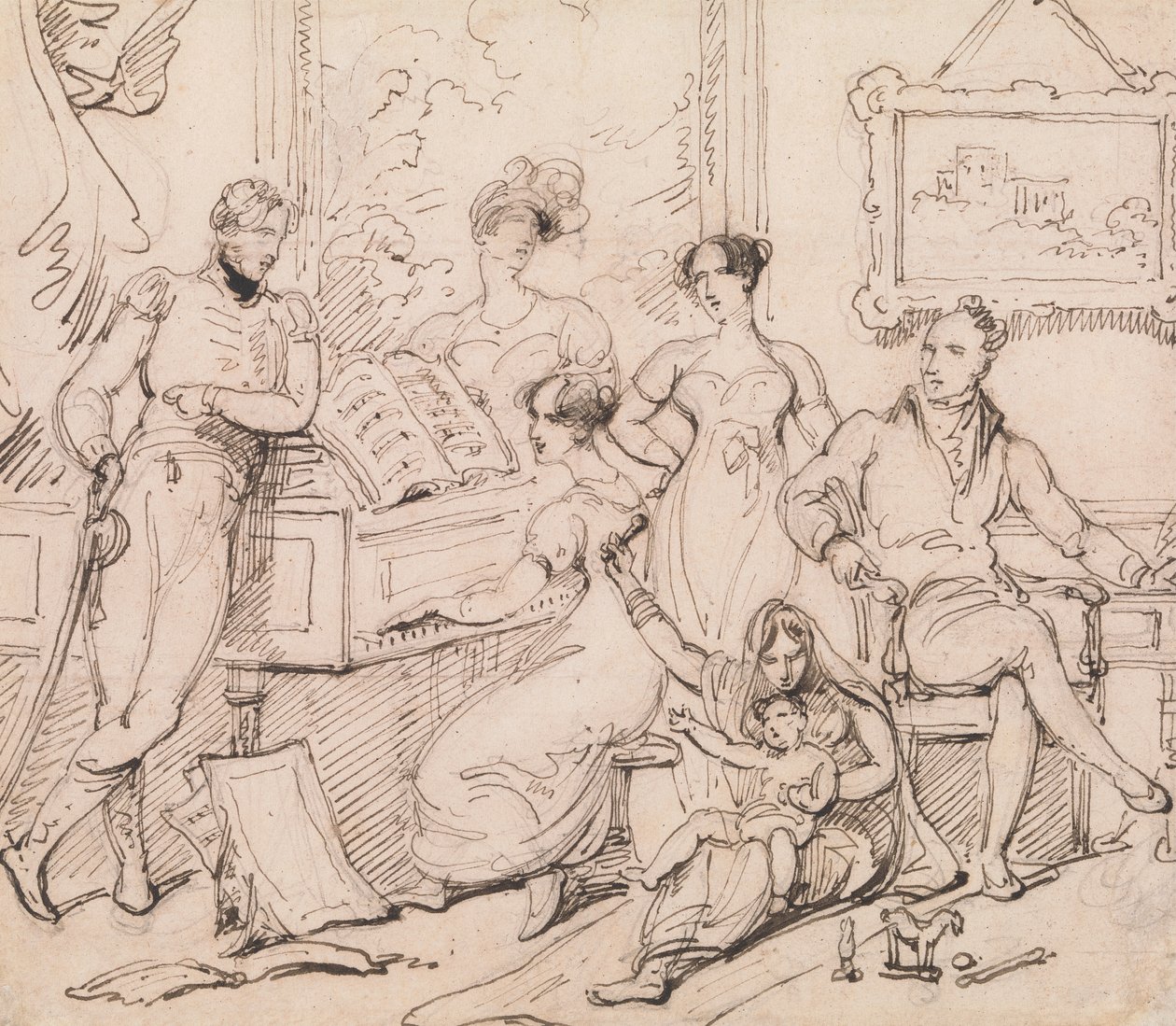 Um Grupo Familiar em torno de um Piano de George Chinnery