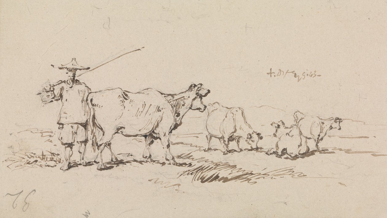 Um Camponês com Gado de George Chinnery