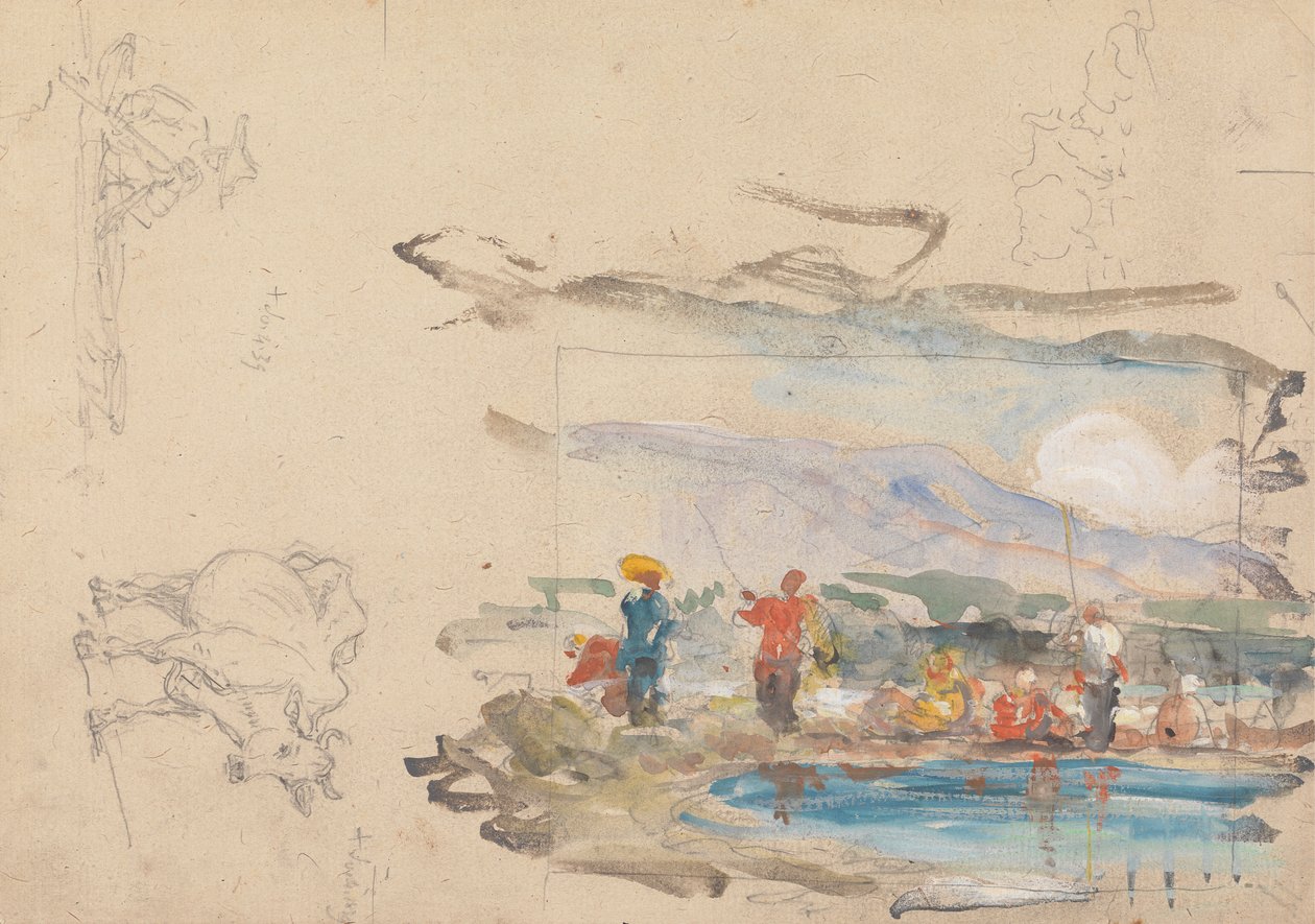 Uma piscina com figuras de George Chinnery