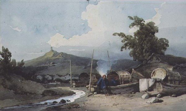 Habitações de Barcos, Macau, China de George Chinnery