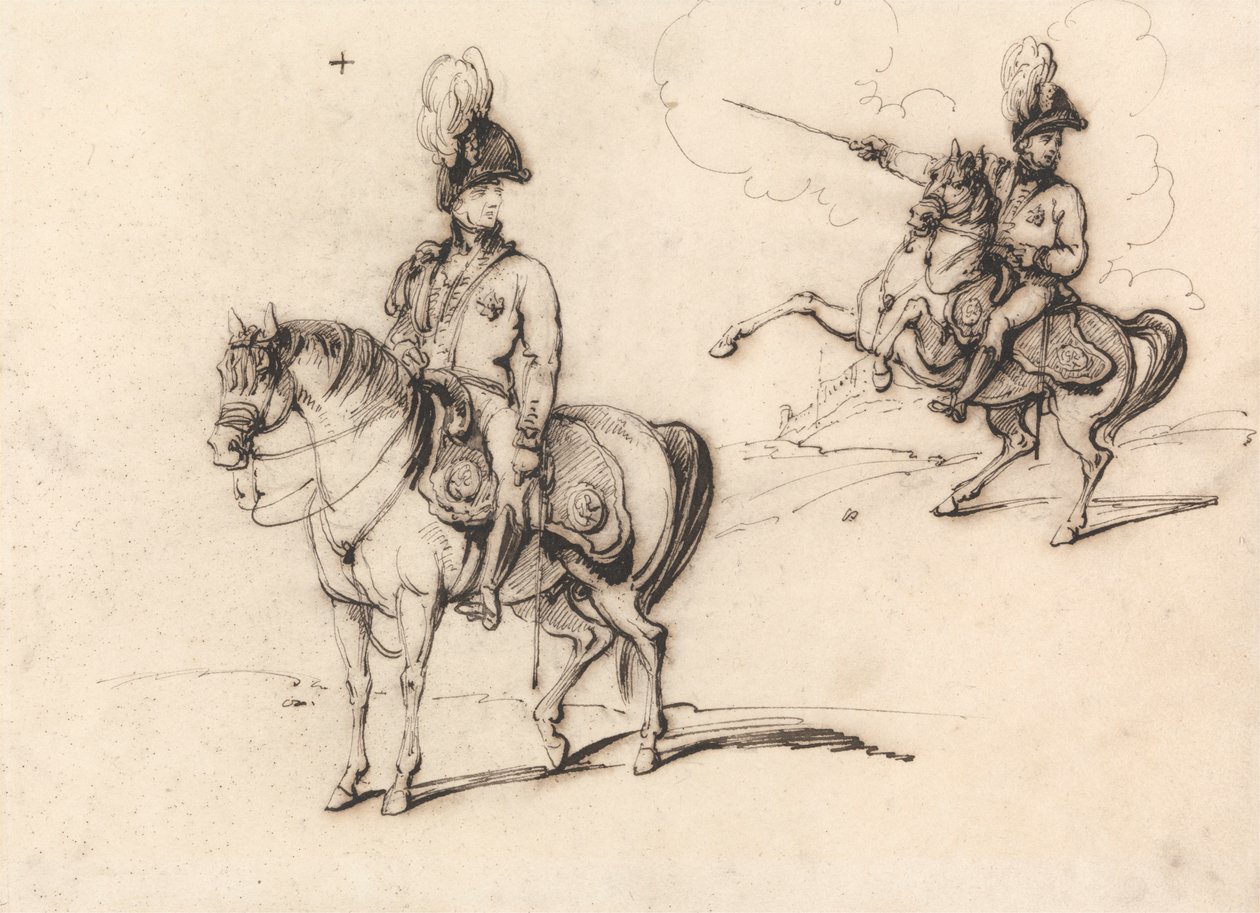 Estudos equestres de um oficial inglês de George Chinnery