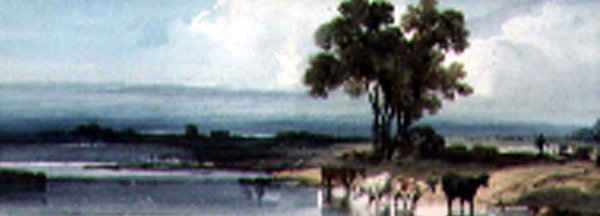 Lago com gado, China de George Chinnery