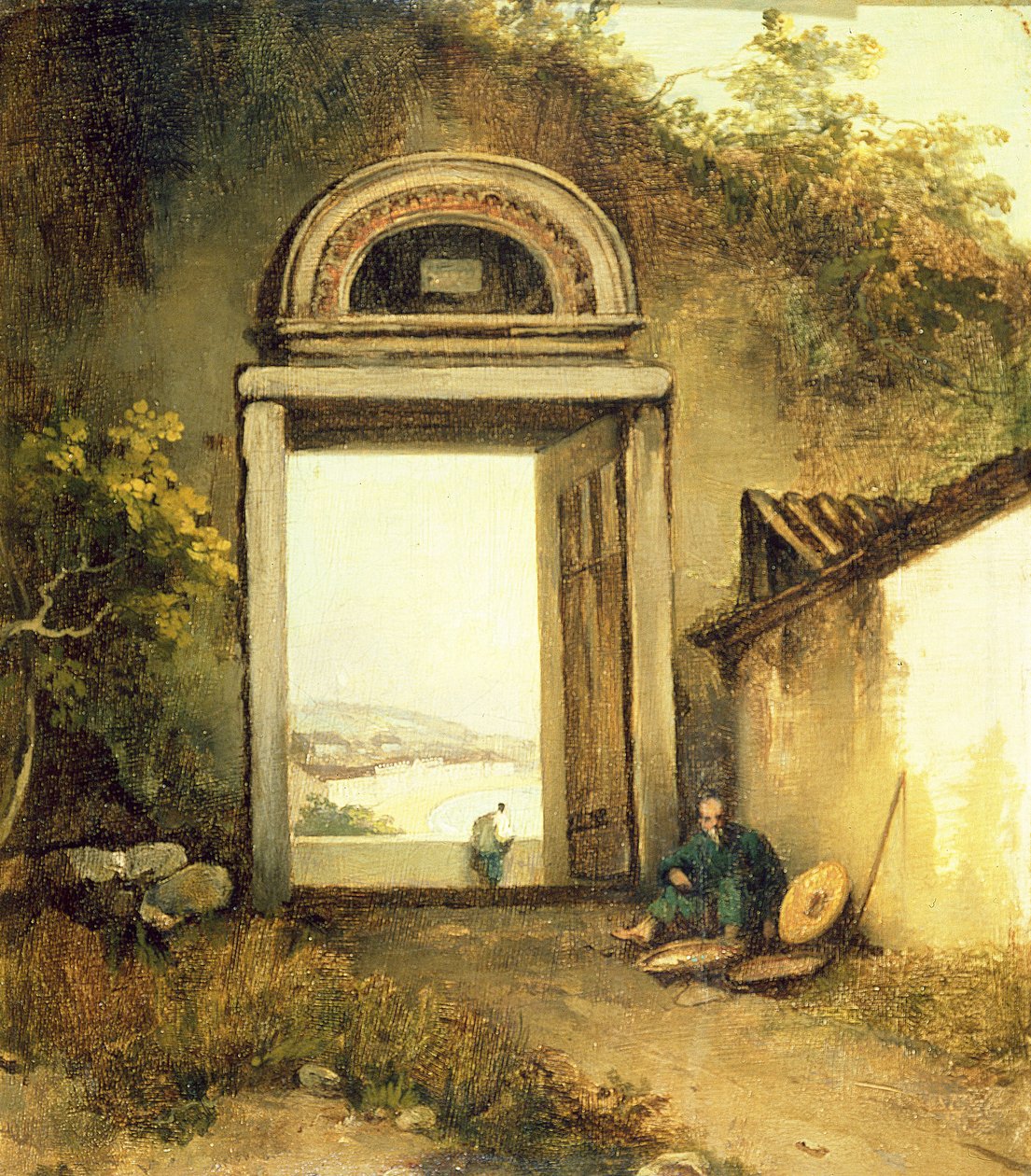 Vista da Praya Grande, Macau, a partir de uma porta na colina da Penha de George Chinnery