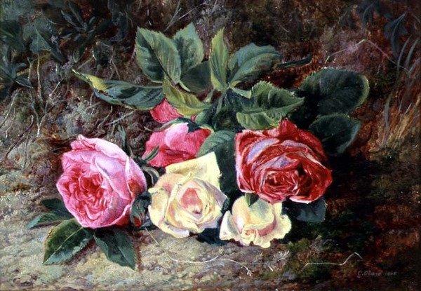 Rosas, 1865 (óleo) de George Clare