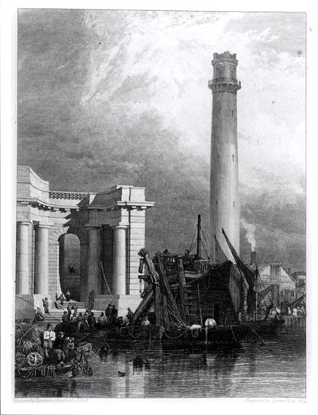 A Torre de Tiro e a Ponte Waterloo, gravada por G. Cooke de George Clarkson (after) Stanfield