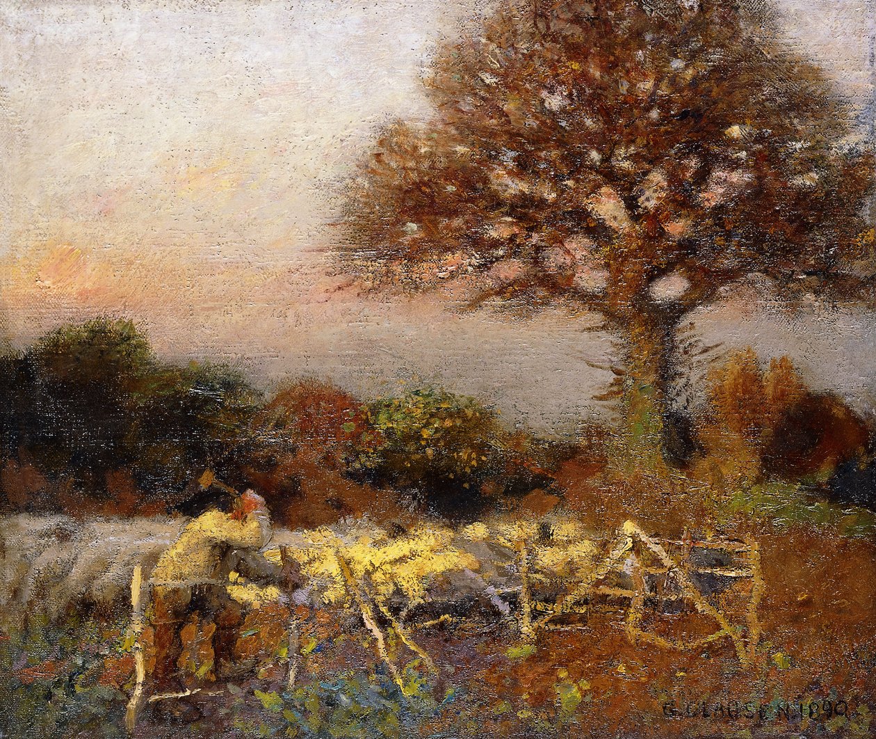 Um redil de ovelhas, de manhã cedo de George Clausen