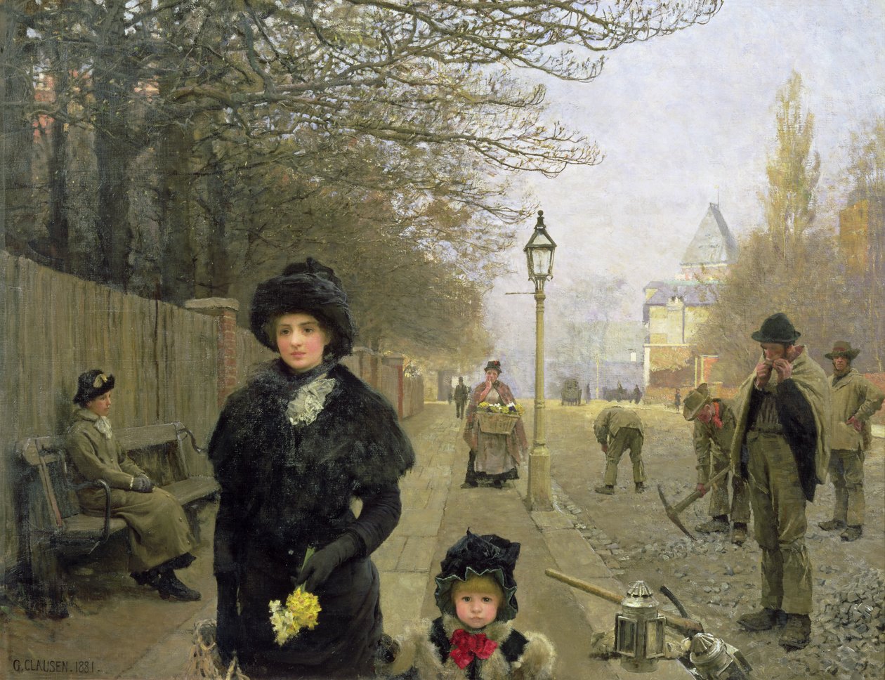 Uma manhã de primavera, Haverstock Hill, 1881 de George Clausen