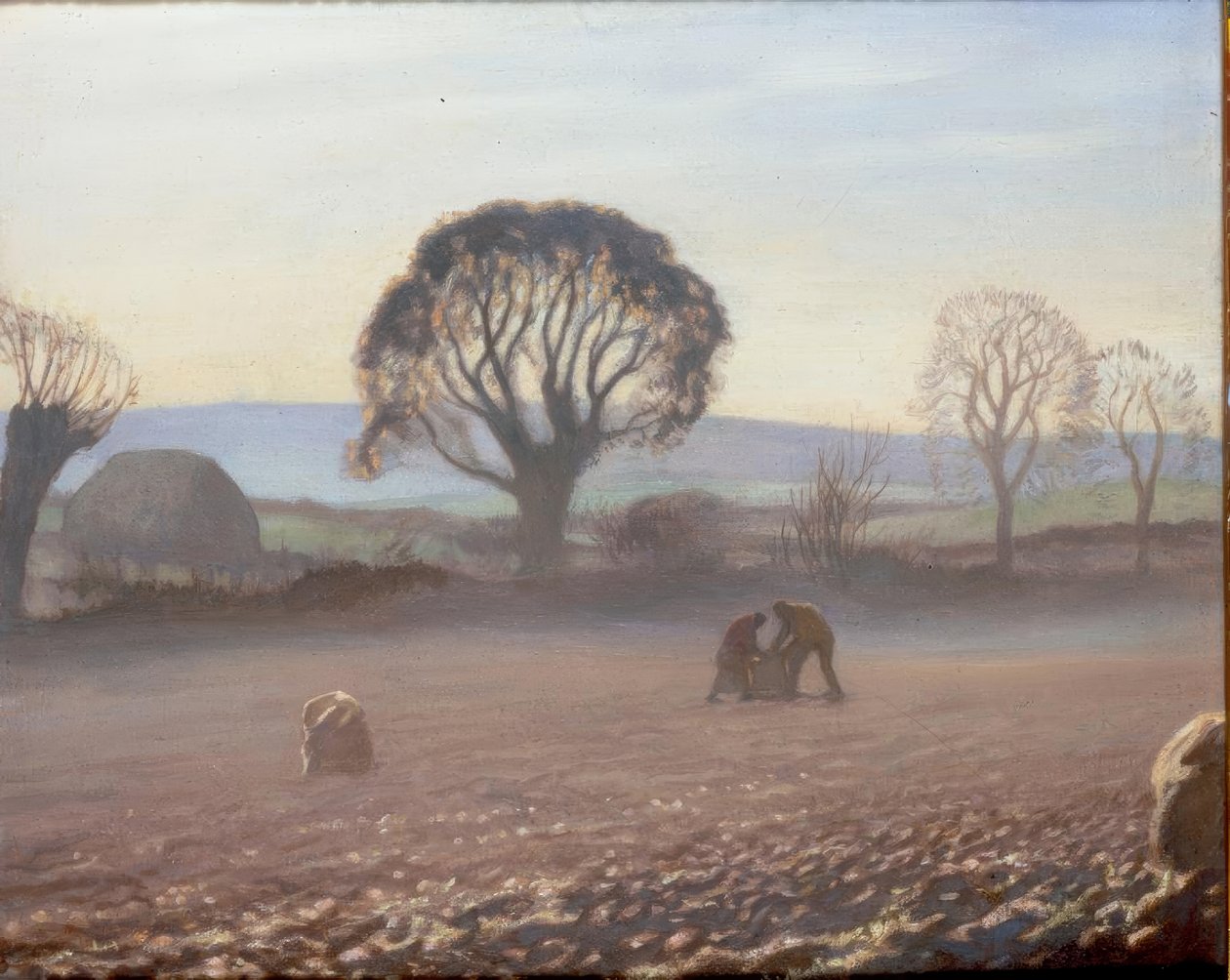 Manhã de outono - colheita de batata de George Clausen