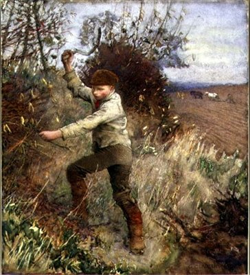 Menino aparando uma cerca viva, 1890 de George Clausen
