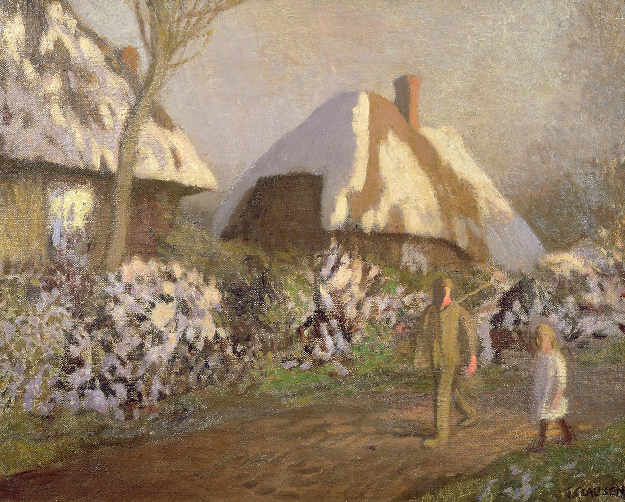 Chalés na tarde gelada de George Clausen