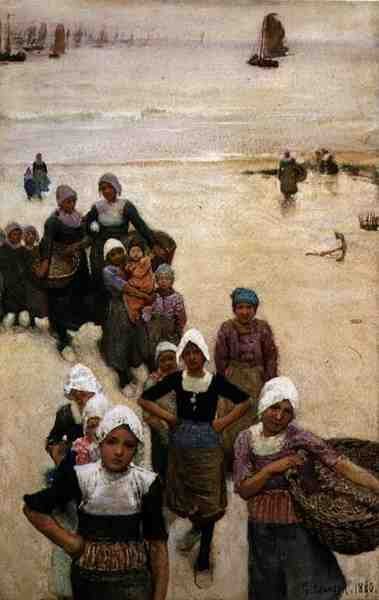 Fisher Girls on the Beach de George Clausen