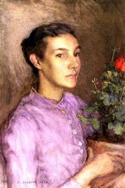 Pote de Flores e Rapariga de George Clausen