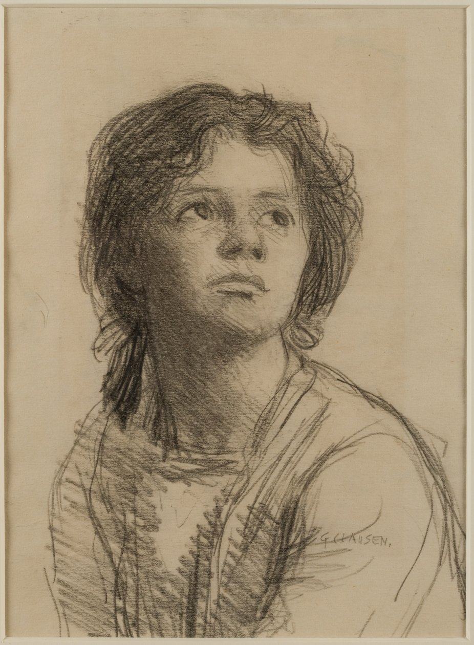 Cabeça e ombros de uma jovem mulher de George Clausen