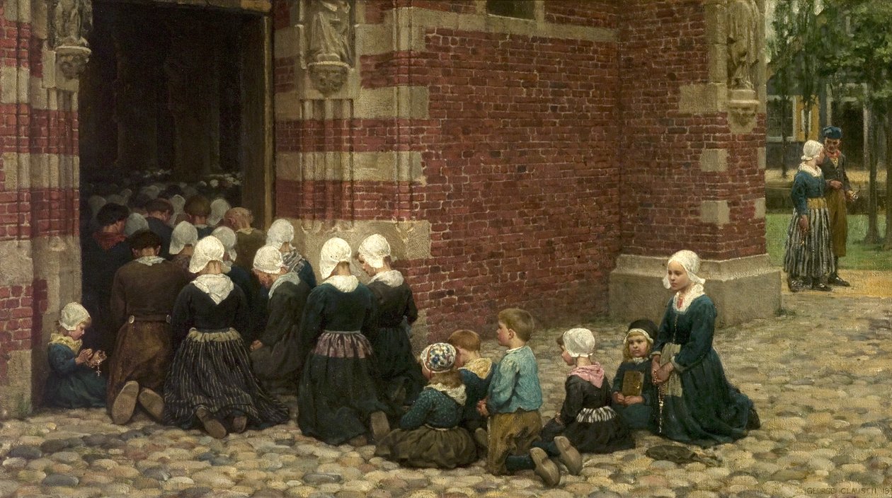 Alta missa em uma vila de pescadores na Zuyder Zee, Holanda, 1876 de George Clausen