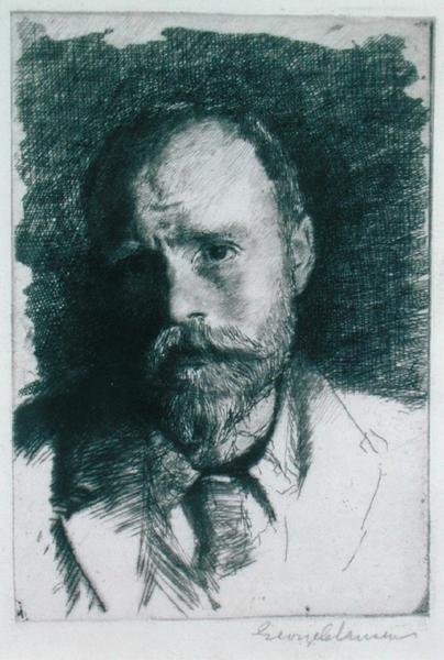 Auto-retrato, c.1895 (gravura) de George Clausen