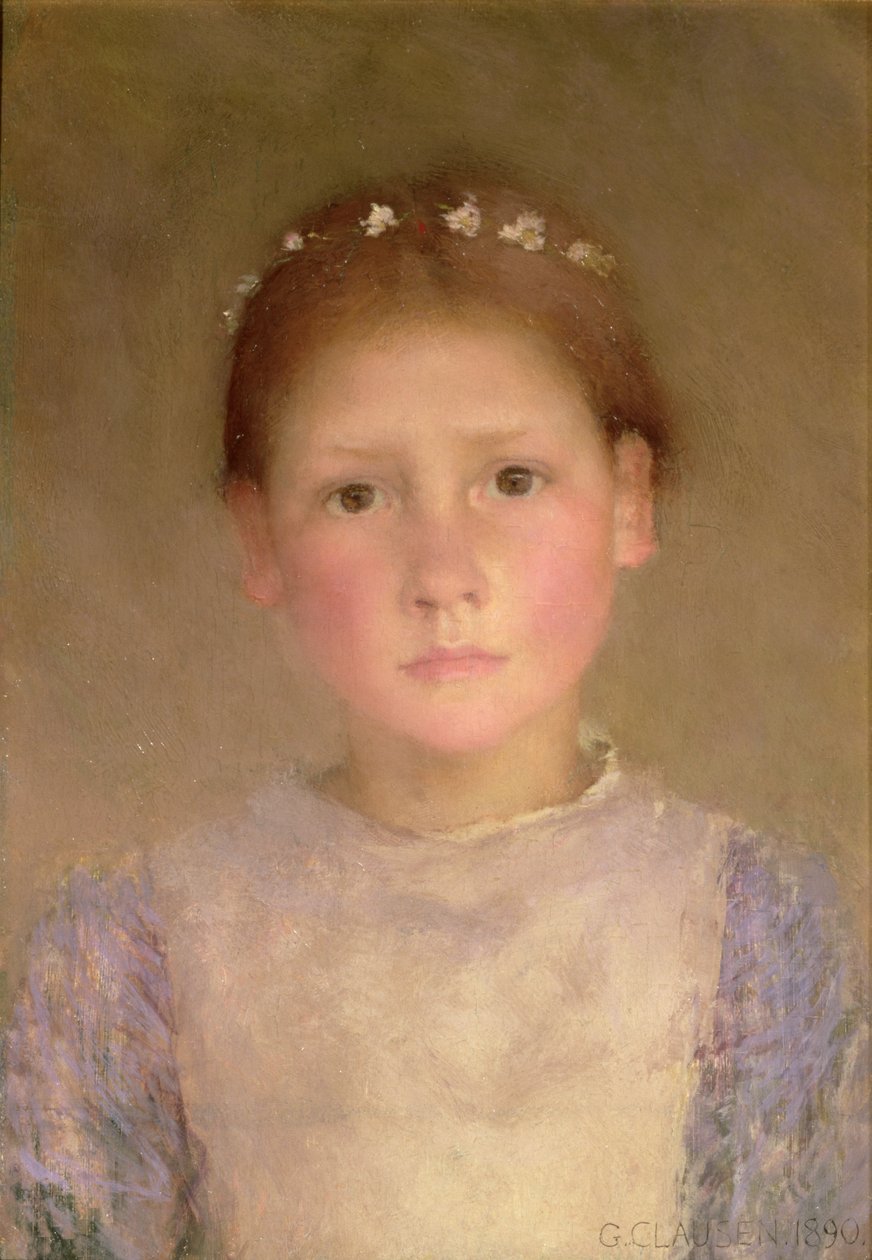 A grinalda da margarida - um estudo em pouca luz, 1890 de George Clausen