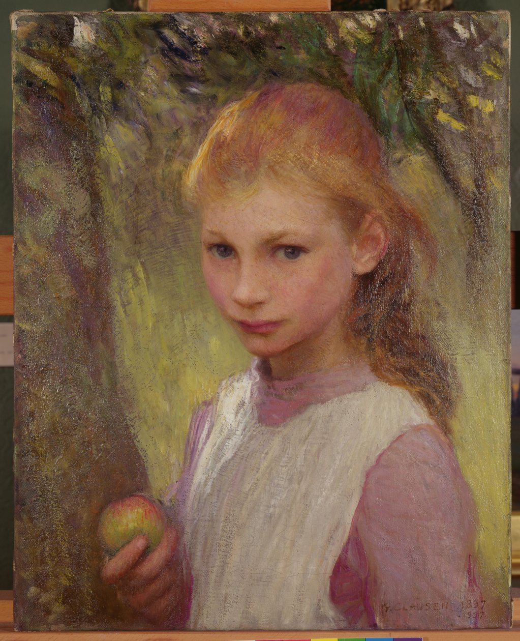 The Shy Child 1897, retrabalhado em 1907 (óleo sobre tela) de George Clausen