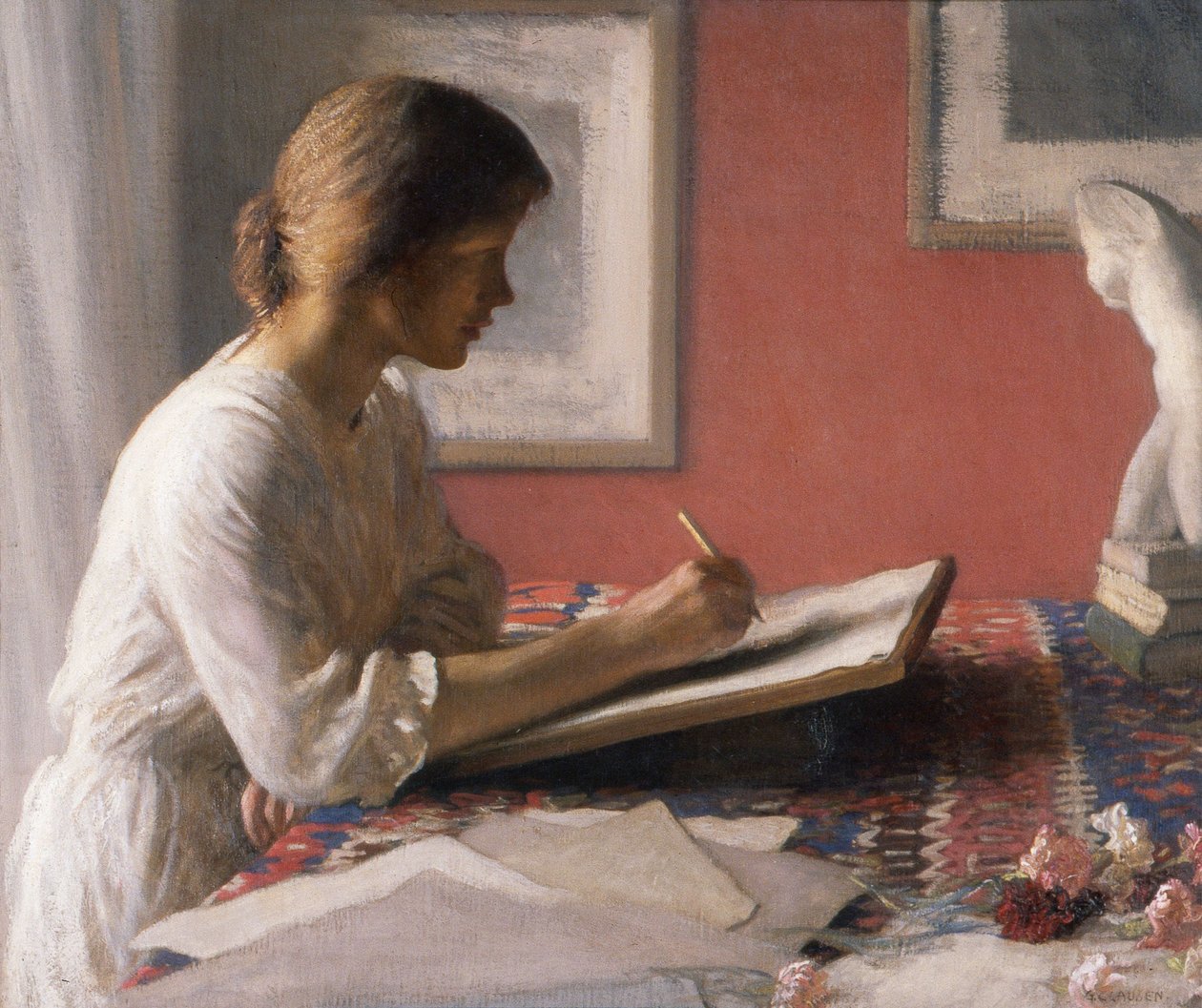 O Estudante, c.1908 (óleo sobre tela) de George Clausen