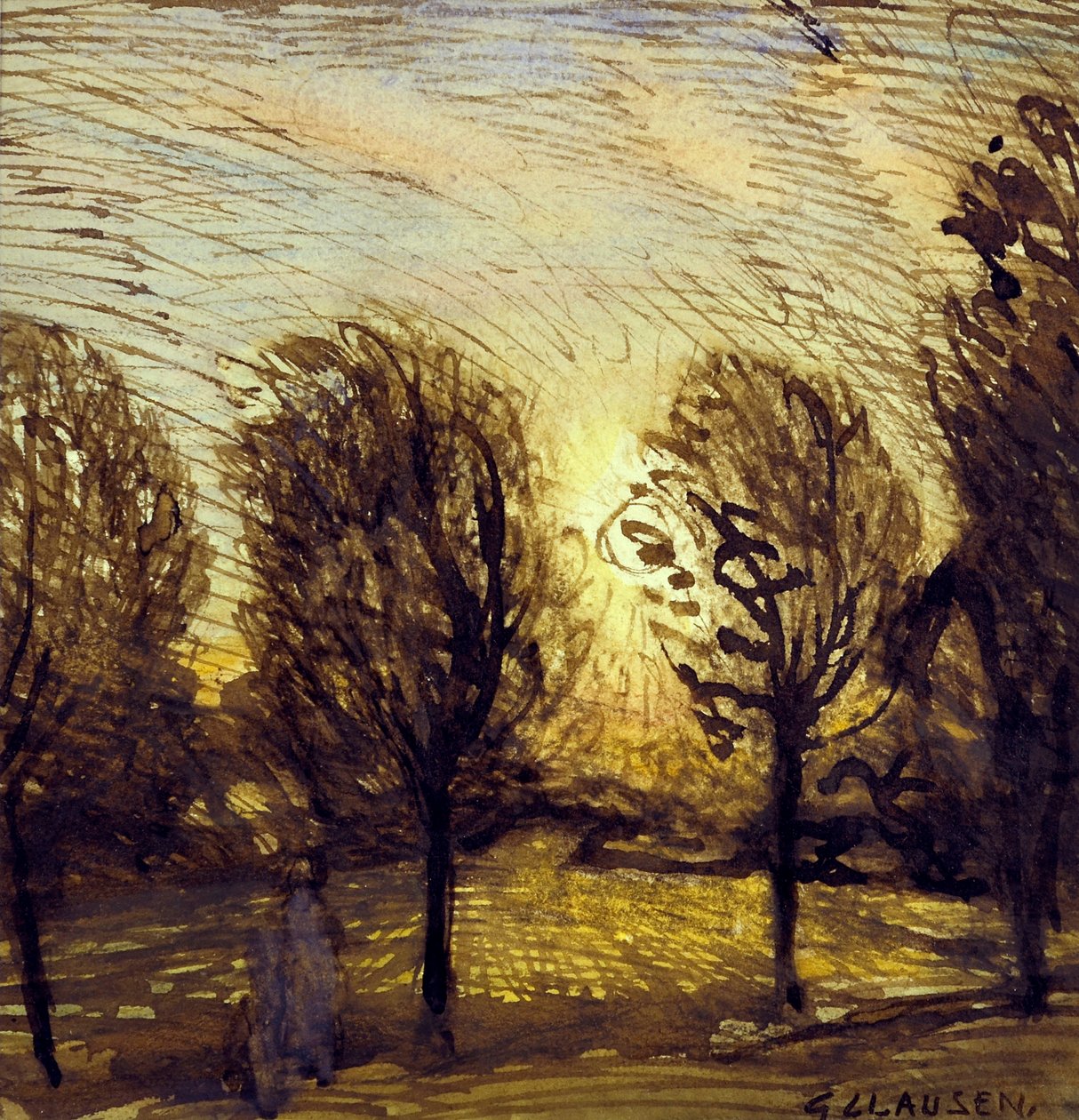 Sem título [Estudo das árvores] (aquarela) de George Clausen