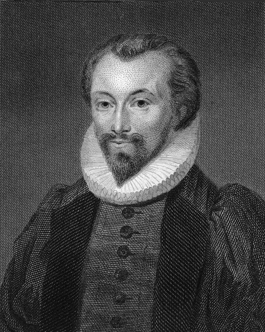 Retrato do poeta John Donne 1572-1631. de George Clint