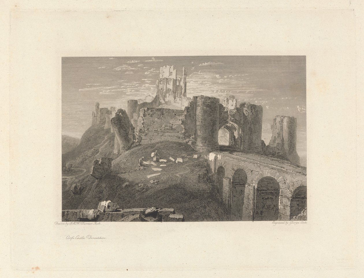 Castelo de Corfe, Dorsetshire de George Cooke