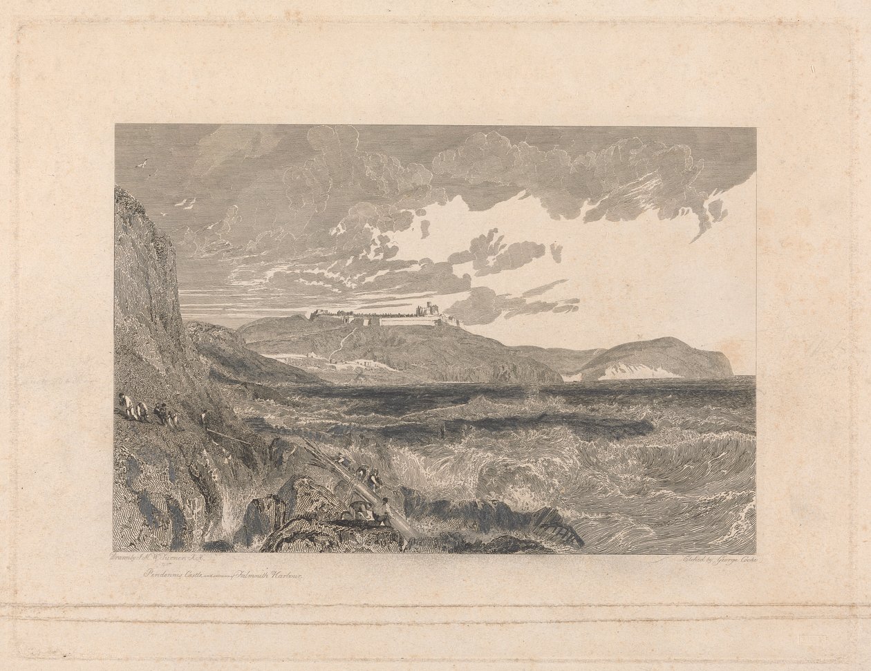 Castelo de Pendennis e Entrada do Porto de Falmouth de George Cooke