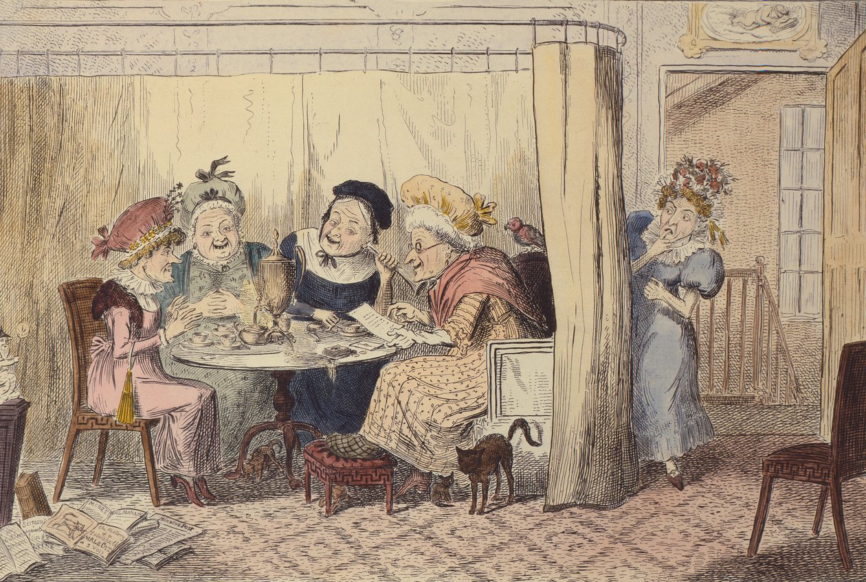 "Um junto curioso de elfos ou ouvintes caluniadores raramente ouve bem de si", 1835 de George Cruikshank