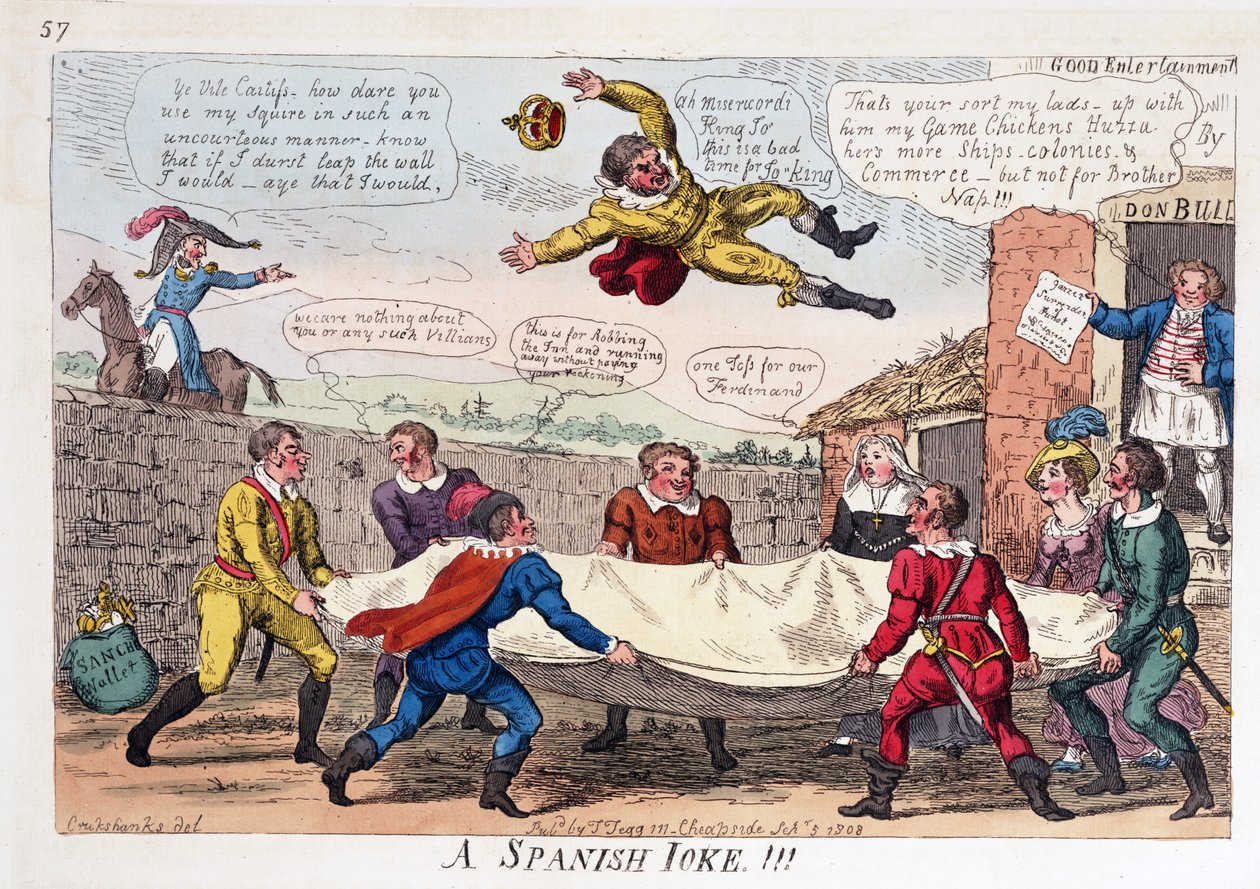 Uma piada espanhola, pub. 1808 (gravura colorida à mão) de George Cruikshank