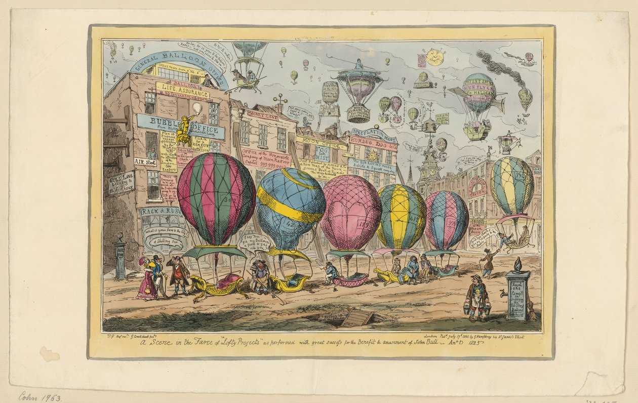 Uma cena da farsa «Lofty Projects», apresentada com grande sucesso para benefício e diversão de John Bull de George Cruikshank