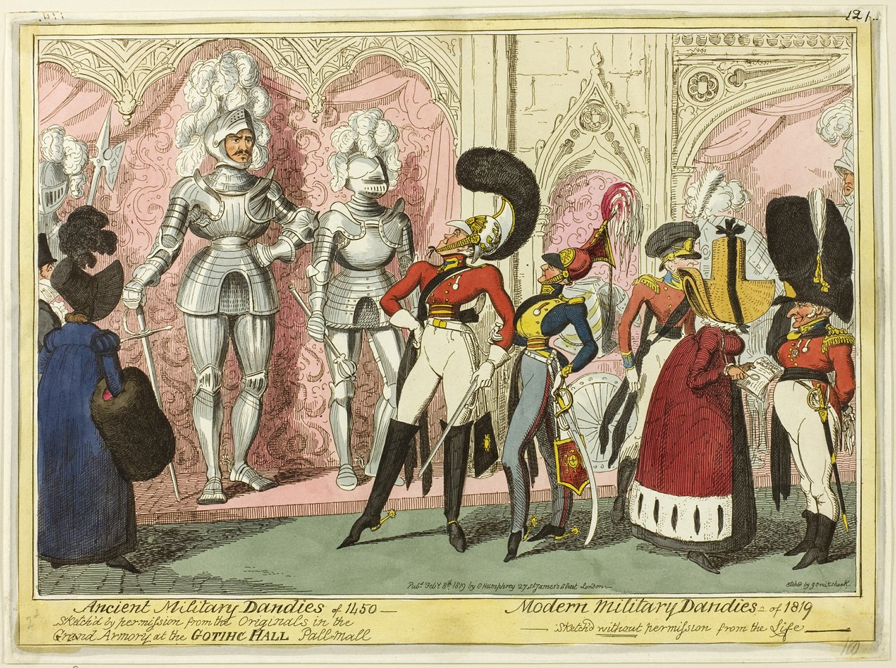 Dândis militares antigos e modernos de 1450 de George Cruikshank
