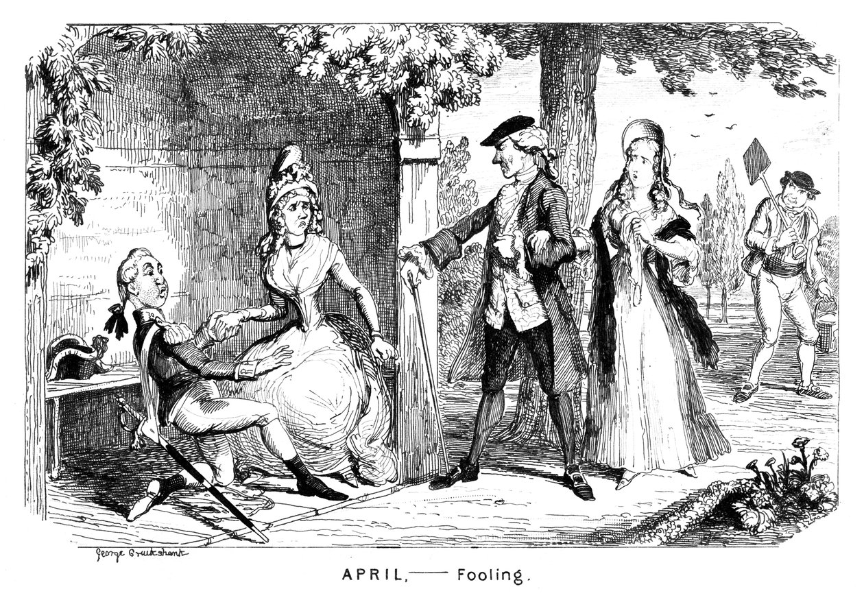 Abril - Enganação, c1839. de George Cruikshank