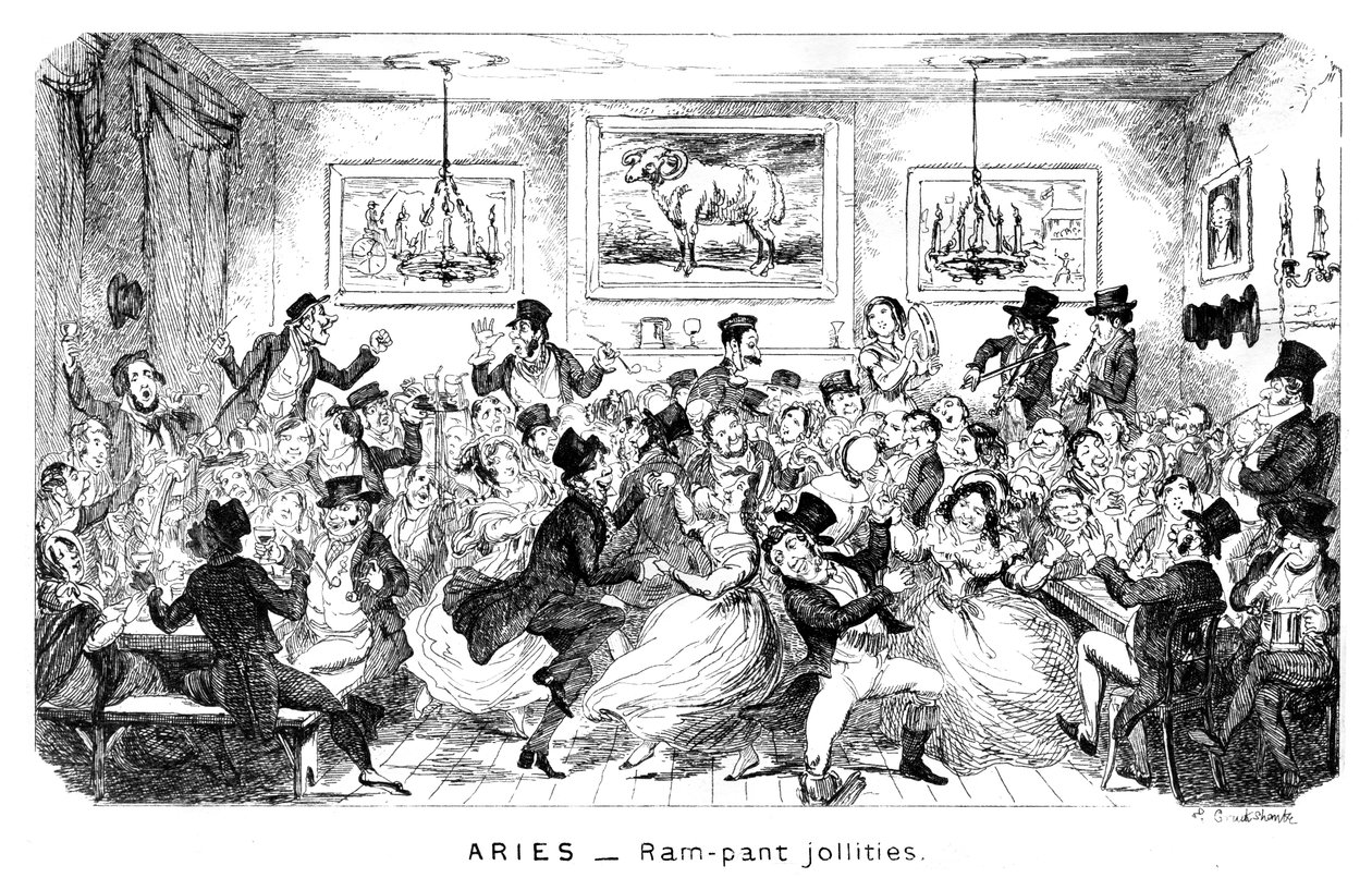 Áries - jollities Ram-pant, século XIX. de George Cruikshank