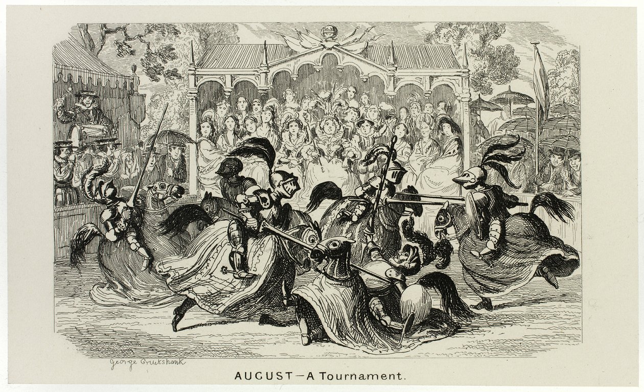 agosto - Um Torneio das Gravuras em Aço de George Cruikshank para os Almanacks Cómicos: 1835-1853 de George Cruikshank