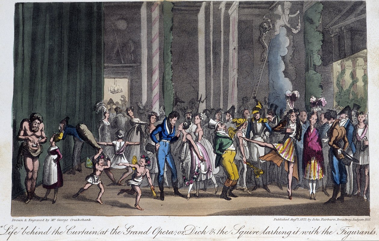Nos bastidores da Ópera - em "Life in Paris", de David Carey, Londres de George Cruikshank