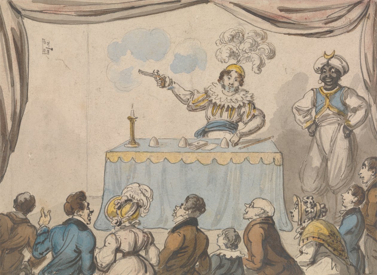 Conjurador com Pistola e Cartões de George Cruikshank