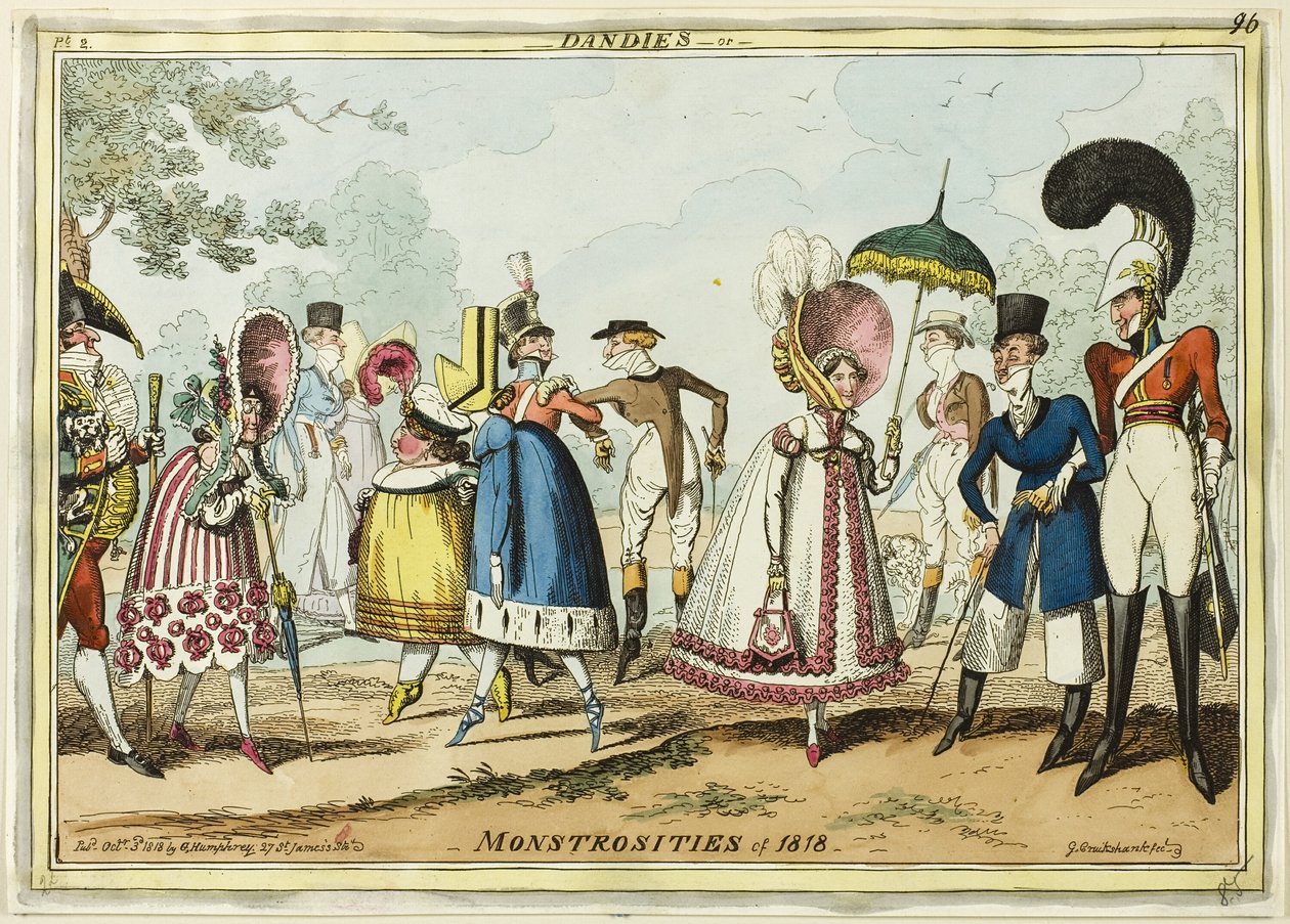 Dândis ou Monstruosidades de 1818 de George Cruikshank