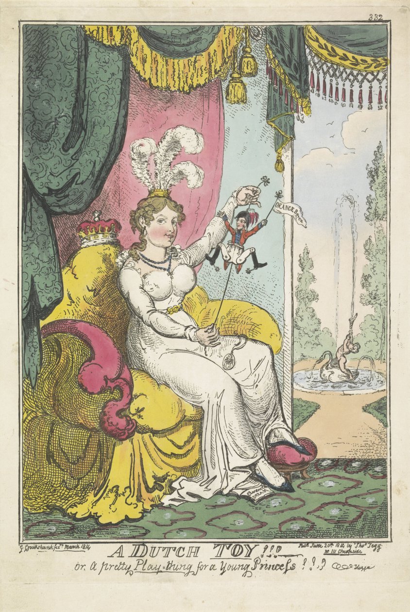 O Príncipe de Orange como um brinquedo para a princesa Charlotte, 1814 Um brinquedo holandês!!! - ou, um lindo brinquedo para uma jovem princesa !!! (título no objeto) de George Cruikshank
