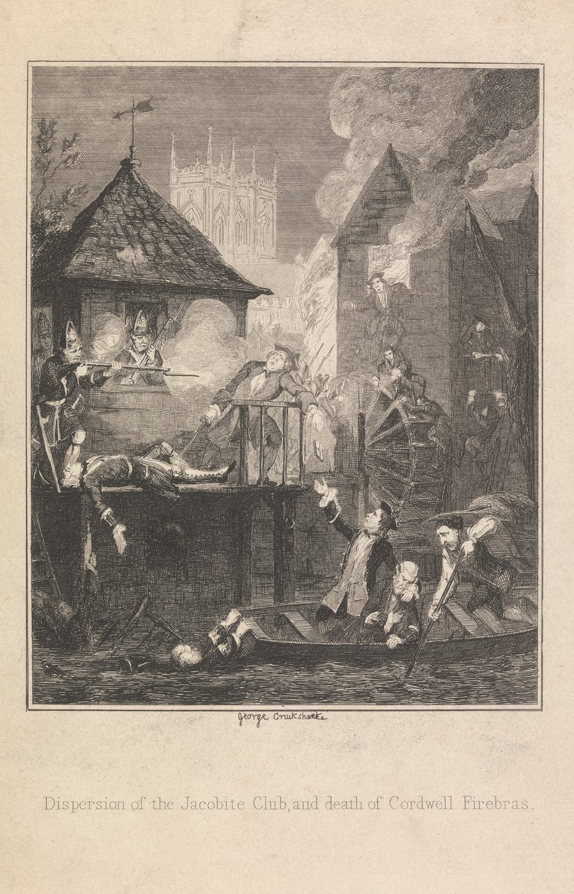Dispersão do Clube Jacobite, e morte de Cordwell Firebras de George Cruikshank