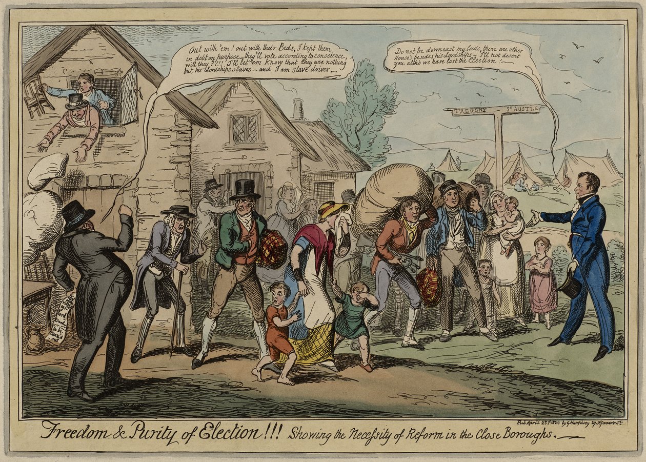 Liberdade e Pureza de Eleição!!! Showing the Necessity of Reform in the Close Boroughs, publicado no dia 23 de abril de George Cruikshank